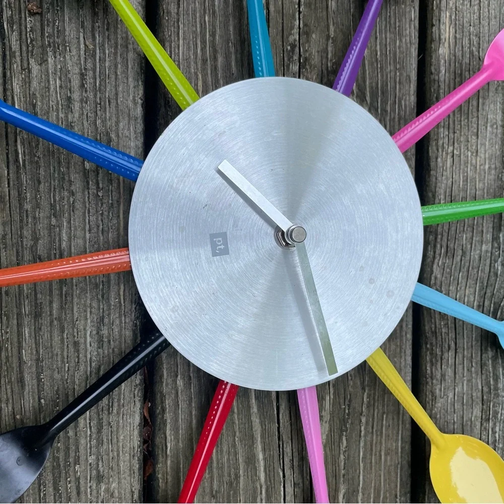 Abstract Fork Spoon Colorful Kitchy Cutlery Wall Clock - Non-Working For Display